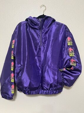 Forever 21 Purple Taco Bell Logo Windbreaker Jacket